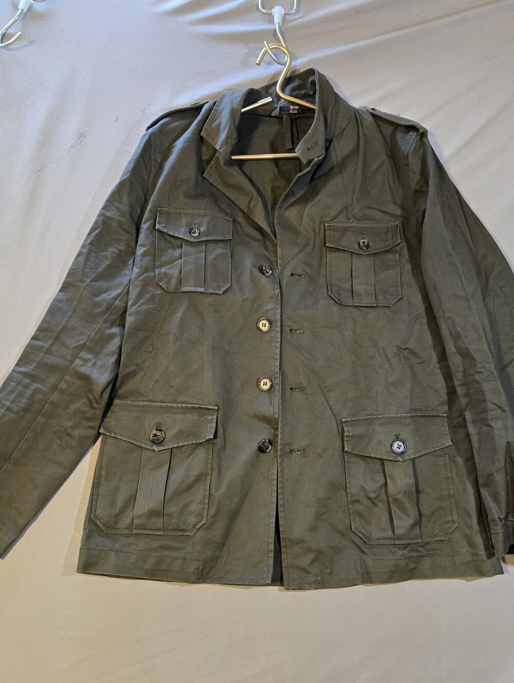 H&M Olive Green Military Field Jacket Cotton Blend